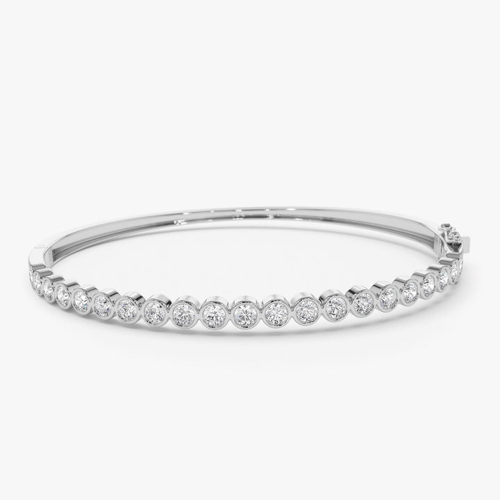 Bezel Set Round Cut Diamond Bracelet Bangle for Her - Doozy Diamonds