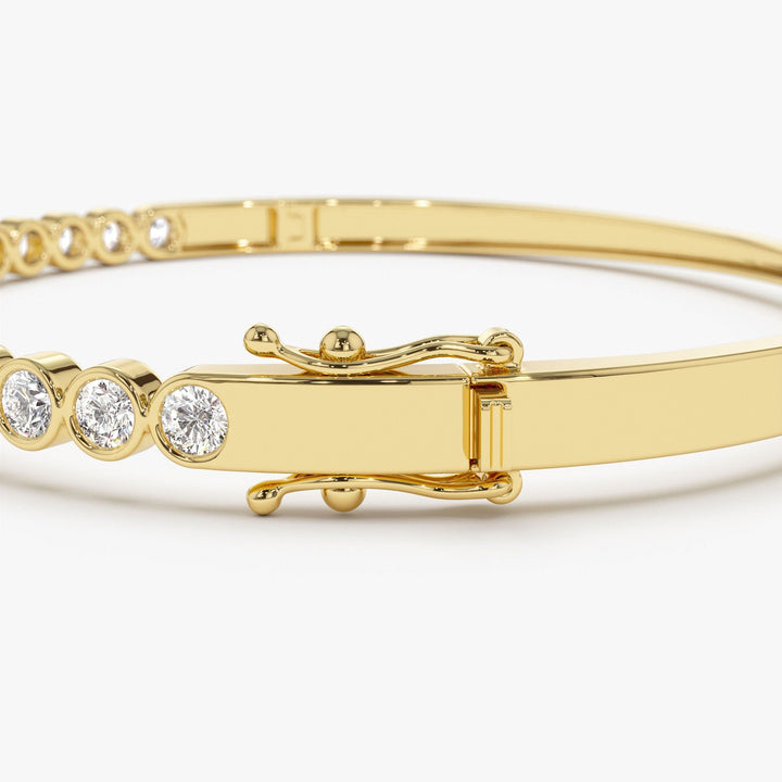 Bezel Set Round Cut Diamond Bracelet Bangle for Her - Doozy Diamonds
