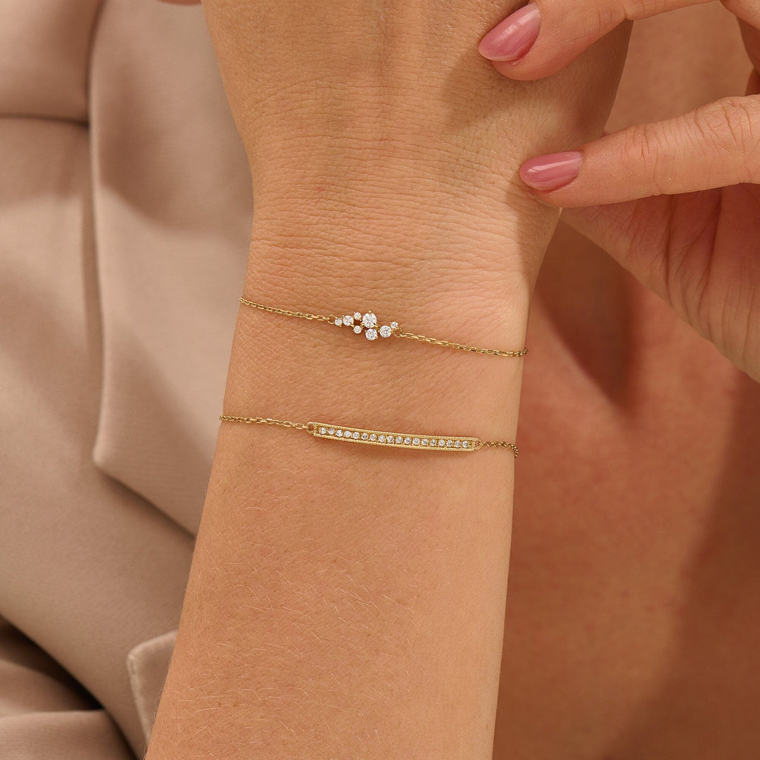 Round Cut Lab-Grown Diamond Cluster Bracelet for Women