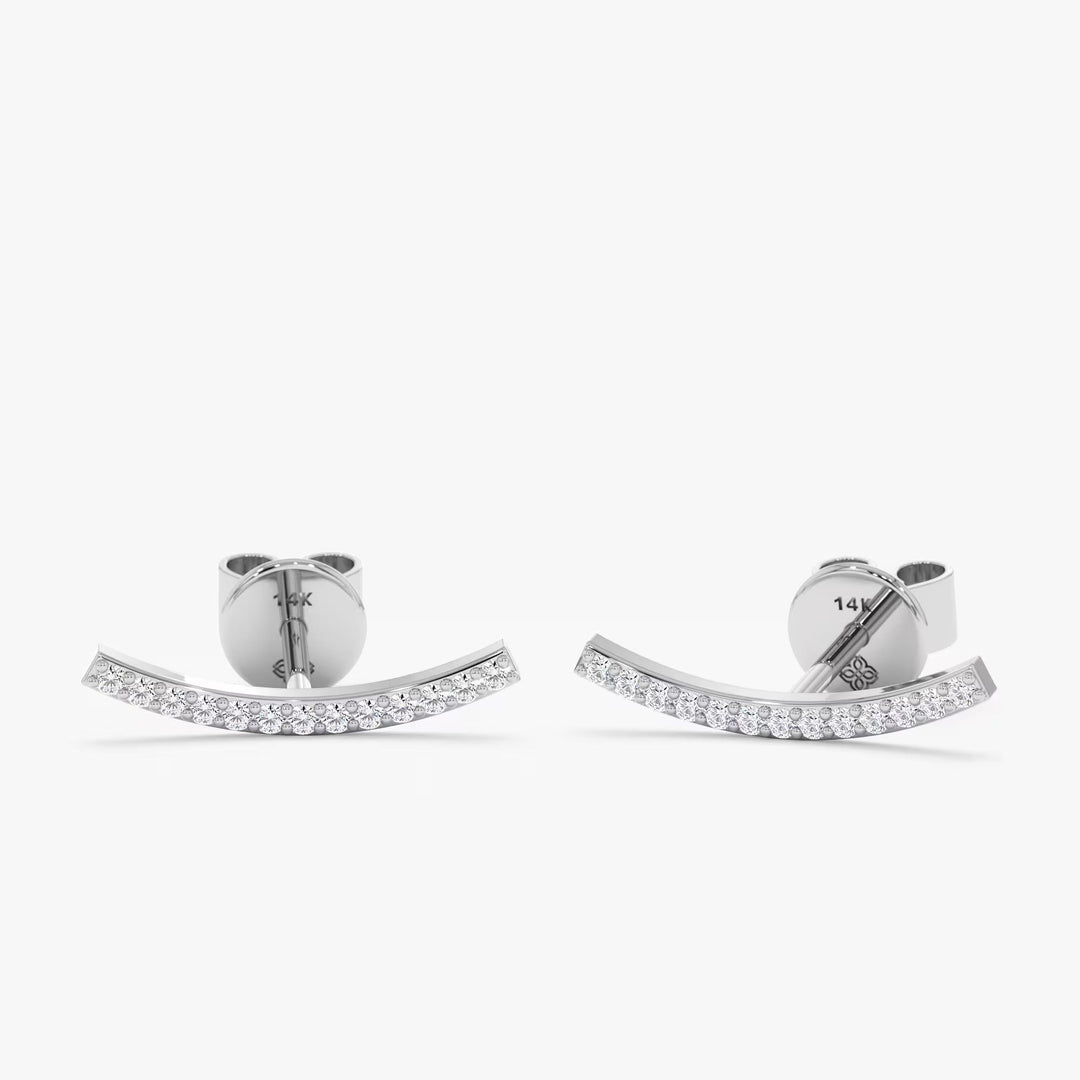 0.2CT Round Bar Curved lab grown diamonds Stud Earrings - Doozy Diamonds