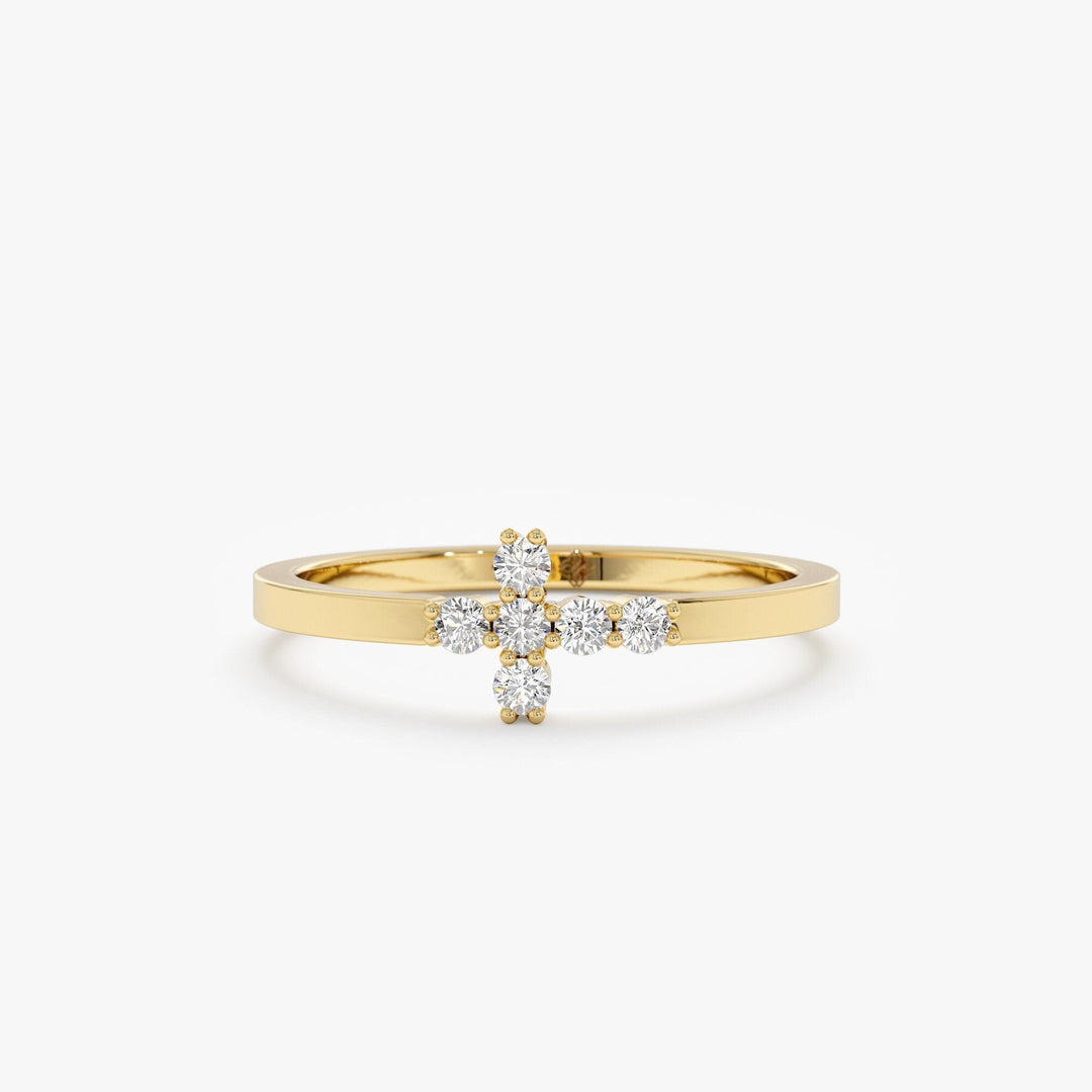 Round Cut Diamond Cross Wedding Band for Religious Gifts - Doozy Diamonds