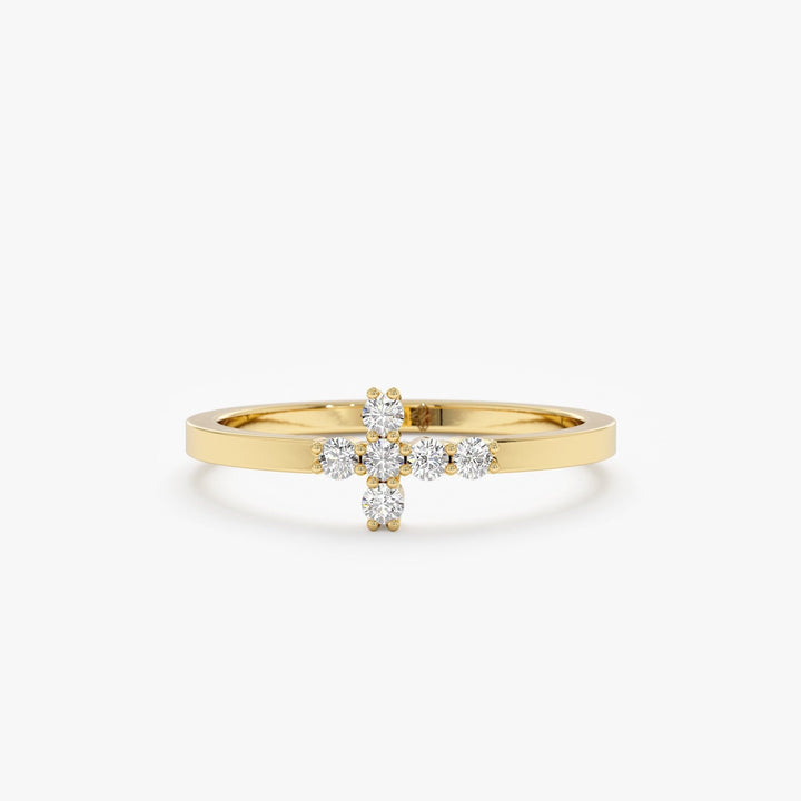 Round Cut Diamond Cross Wedding Band for Religious Gifts - Doozy Diamonds