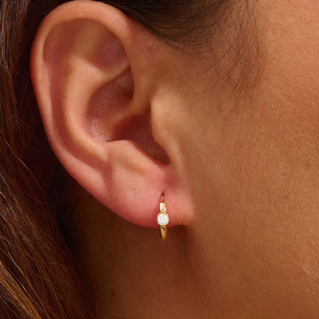 0.5CT Bezel Set Round lab grown diamonds Cz Huggie Hoop Earrings - Doozy Diamonds