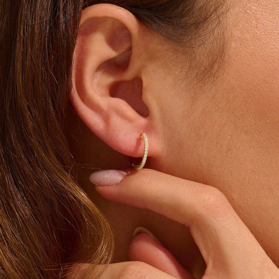 Round Pave Cz Hoop Diamond Earrings For Women In Solid Gold - Doozy Diamonds
