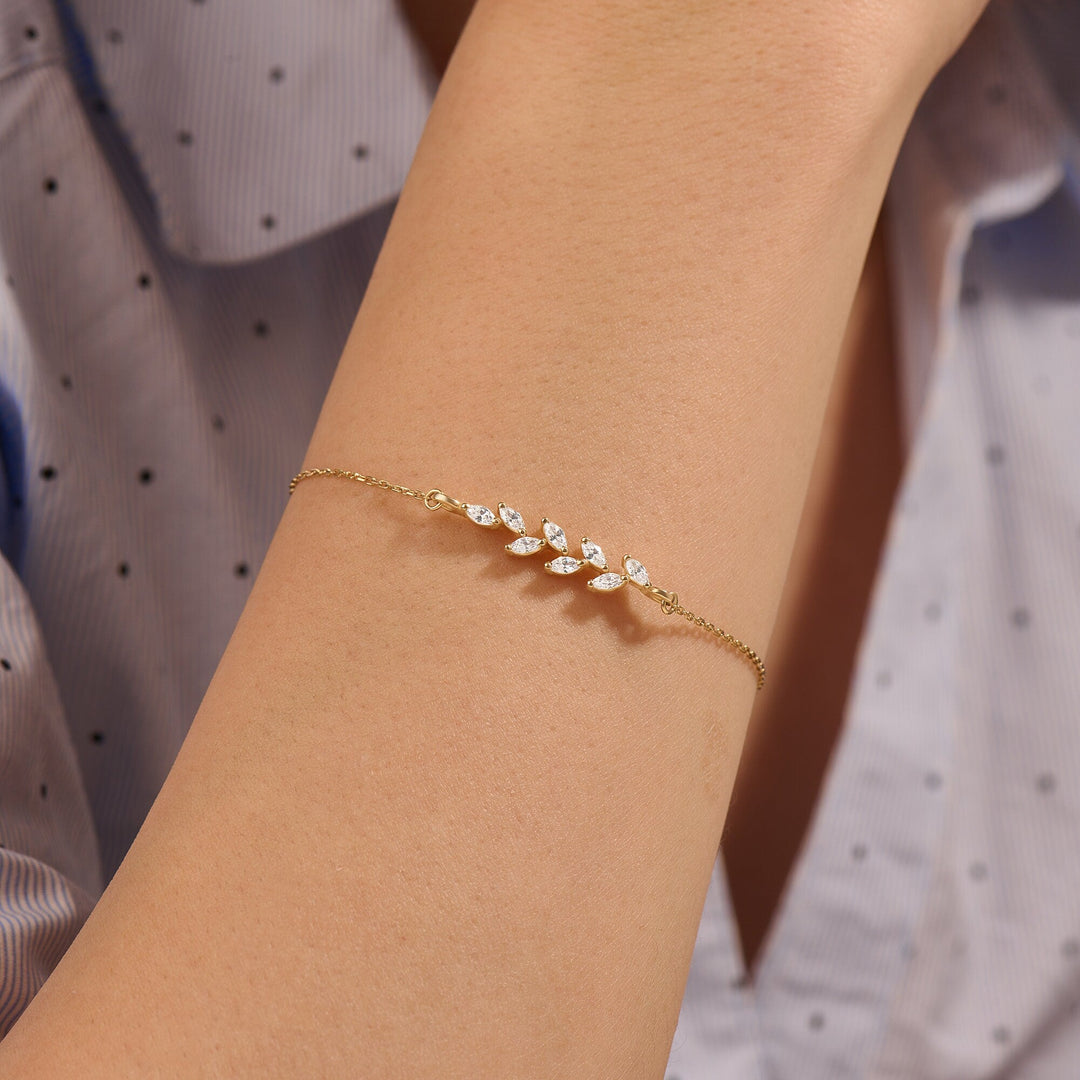 Marquise Cut lab grown diamonds Leaf Bracelet for Women - Doozy Diamonds