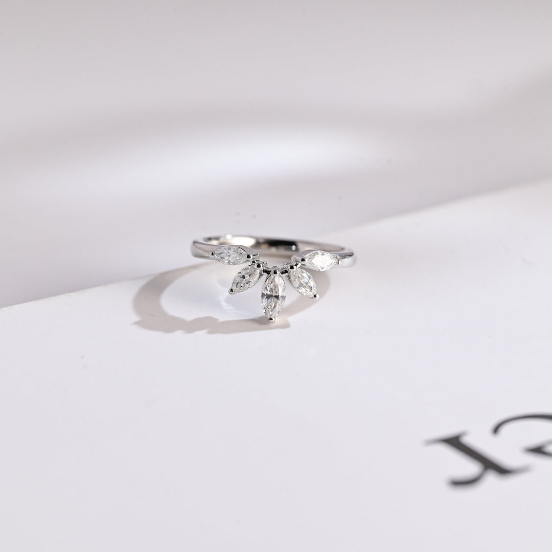 Marquise marquise diamond wedding band front view