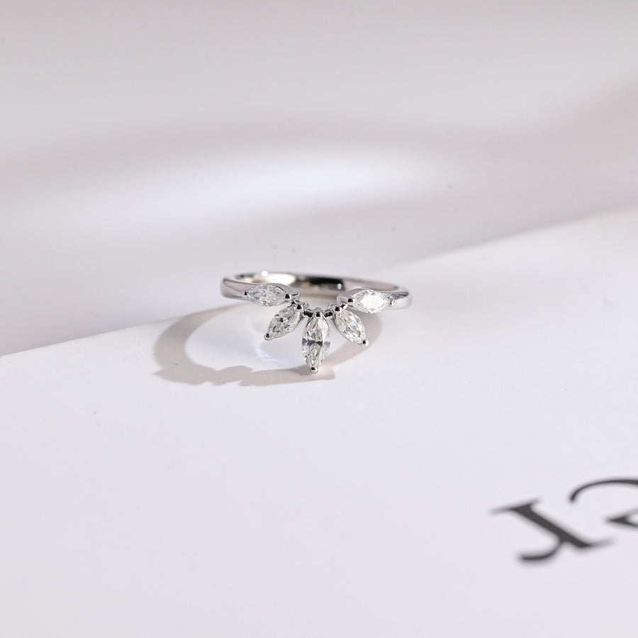 Marquise marquise diamond wedding band front view