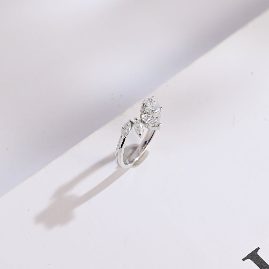 Marquise diamond wedding band in yellow gold