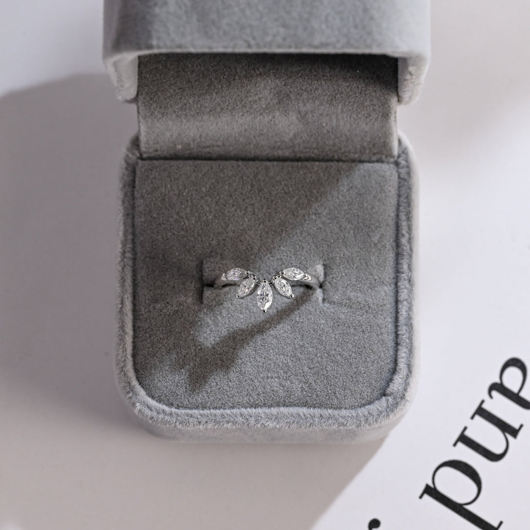 Marquise diamond wedding band in white gold