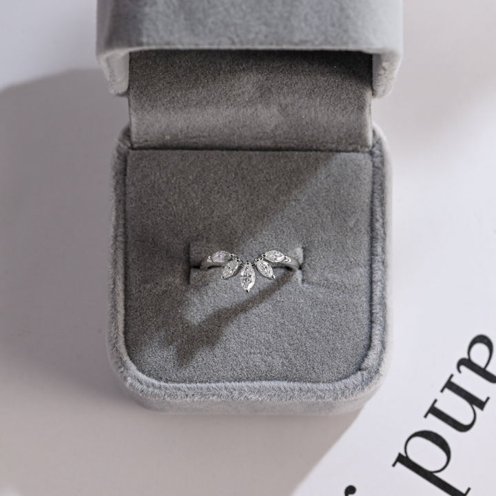 Marquise diamond wedding band in white gold