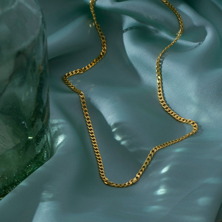 Cuban Link Thin Chain Necklace for Her in 14K Yellow Gold - Doozy Diamonds