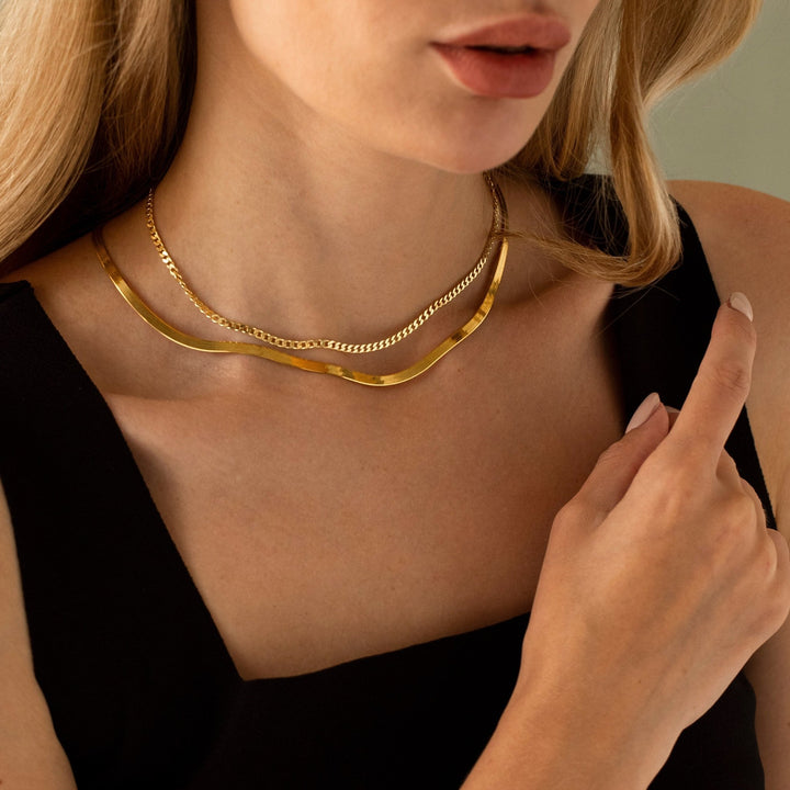Cuban Link Thin Chain Necklace for Her in 14K Yellow Gold - Doozy Diamonds