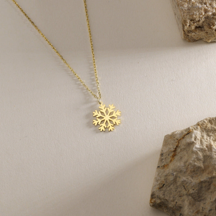 14k Solid Gold Snowflake Pendant for Christmas Gift - Doozy Diamonds