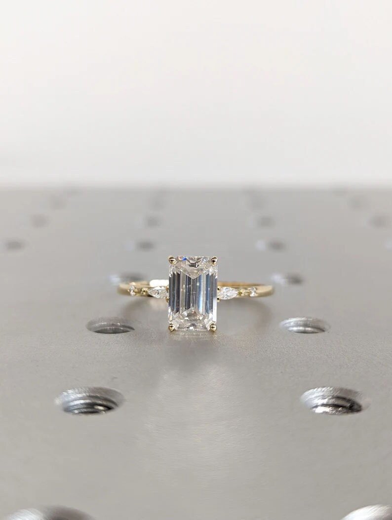 Shop emerald cluster lab grown diamond engagement ring