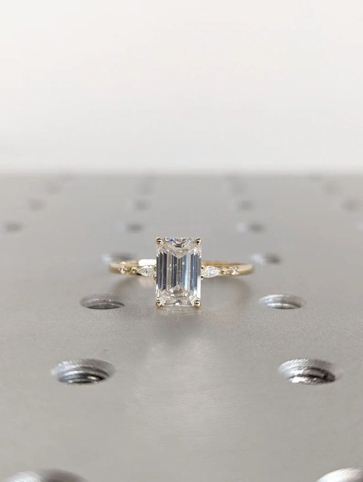 Shop emerald cluster lab grown diamond engagement ring