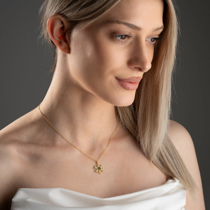 Round Cut Diamond Sparkly Snowflake Necklace for Christmas Gift - Doozy Diamonds