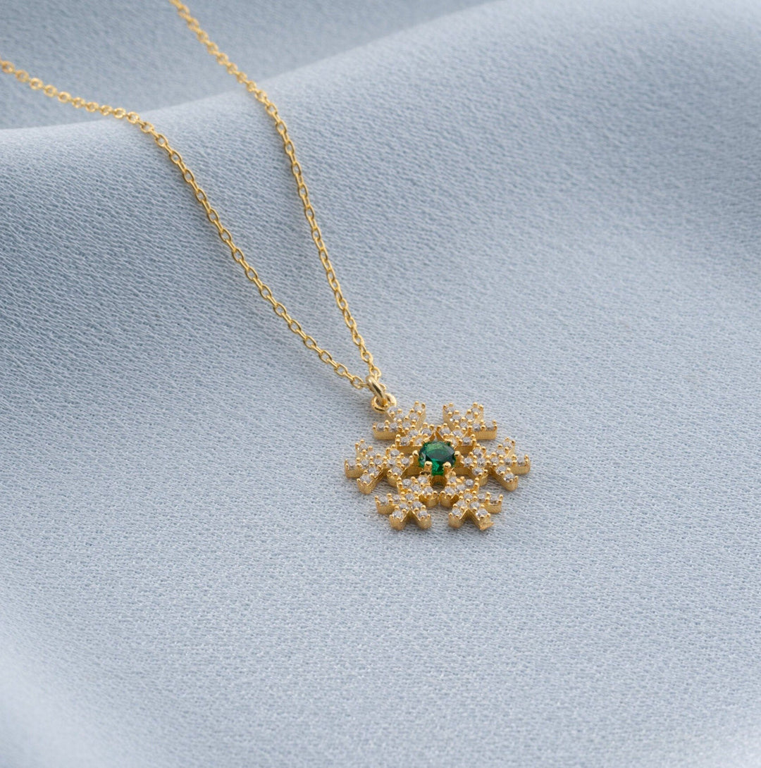 Round Cut Diamond Sparkly Snowflake Necklace for Christmas Gift - Doozy Diamonds