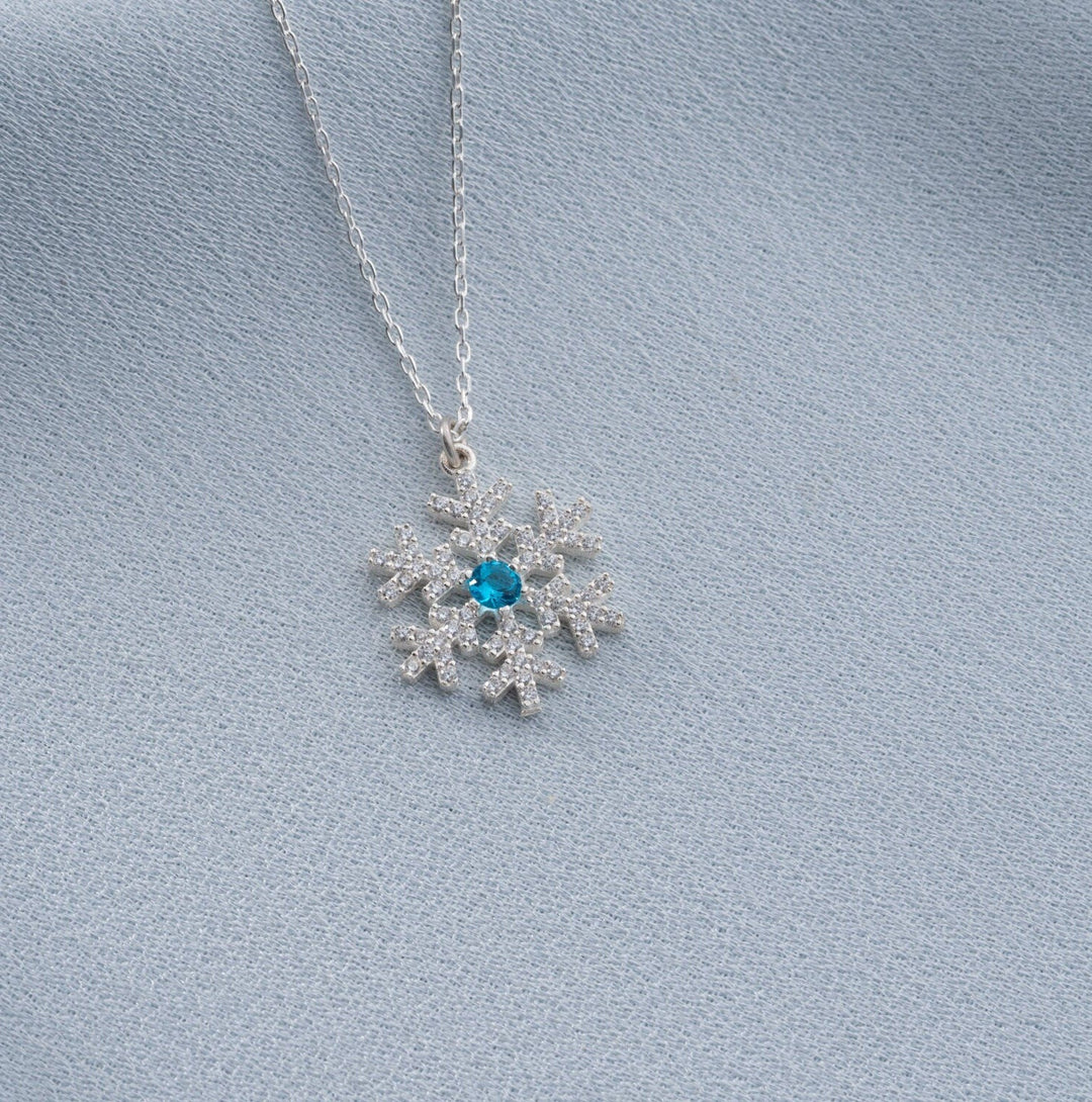 Round Cut Diamond Sparkly Snowflake Necklace for Christmas Gift - Doozy Diamonds
