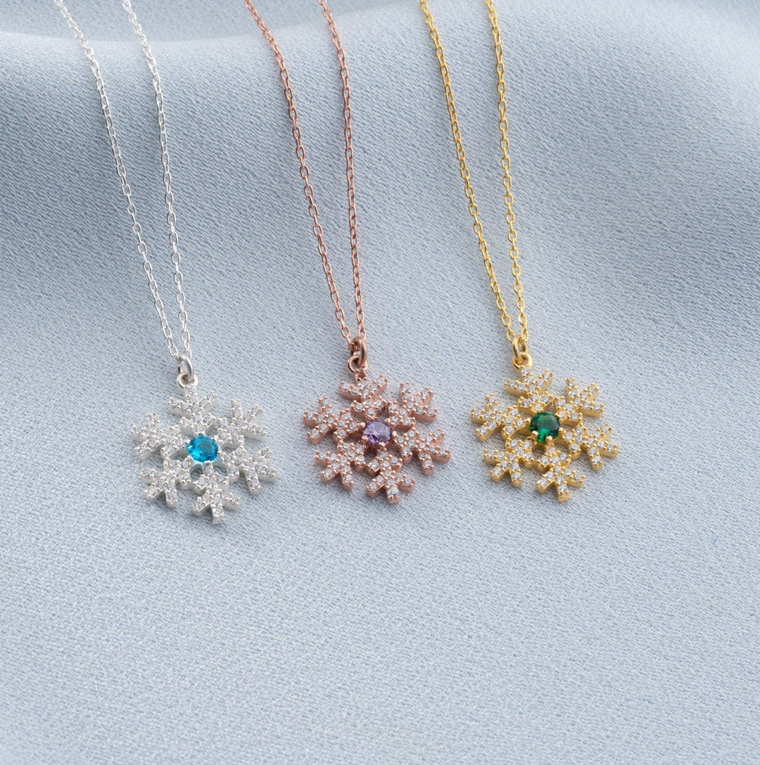 Round Cut Diamond Sparkly Snowflake Necklace for Christmas Gift - Doozy Diamonds