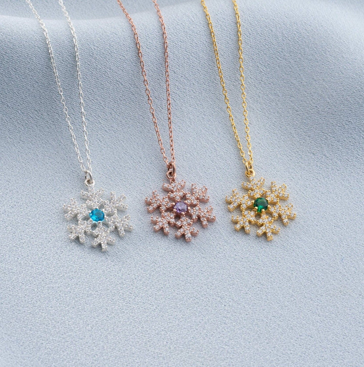 Round Cut Diamond Sparkly Snowflake Necklace for Christmas Gift - Doozy Diamonds