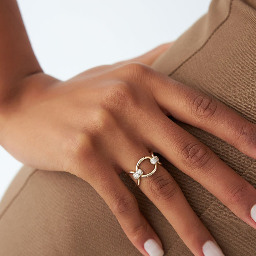 18k Solid Gold Bold Loop Diamond Wedding Ring for Women - Doozy Diamonds