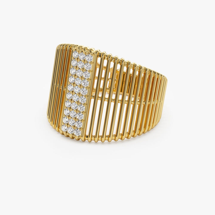 Pave Diamond Ribbed Stacking Band Gift for Women - Doozy Diamonds