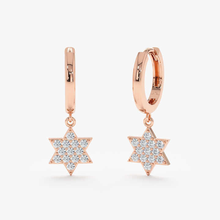 0.32CT Round Star Shaped lab grown diamonds Huggie Hoop Earrings - Doozy Diamonds