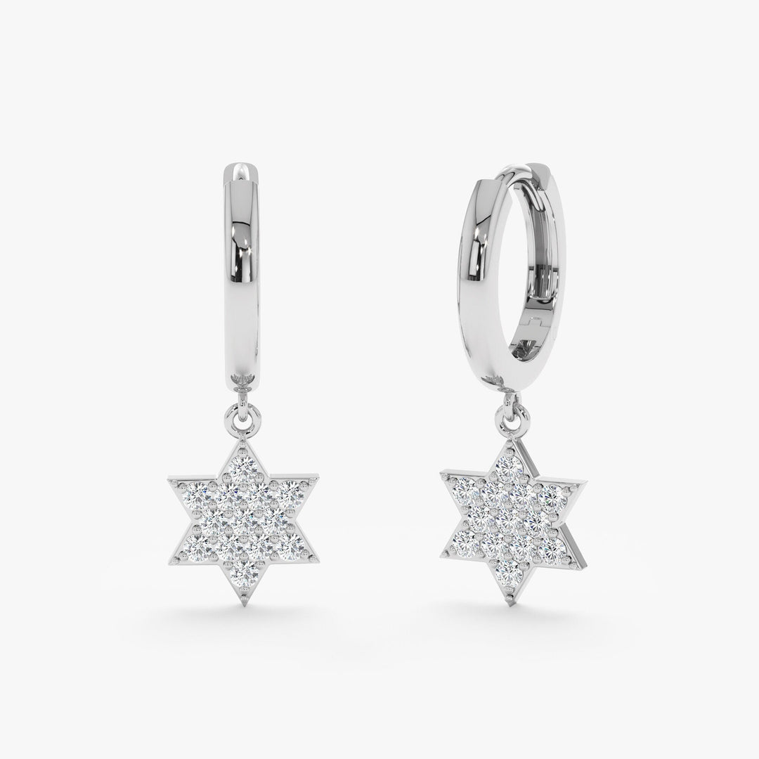 0.32CT Round Star Shaped lab grown diamonds Huggie Hoop Earrings - Doozy Diamonds