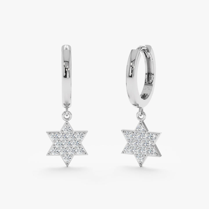 0.32CT Round Star Shaped lab grown diamonds Huggie Hoop Earrings - Doozy Diamonds