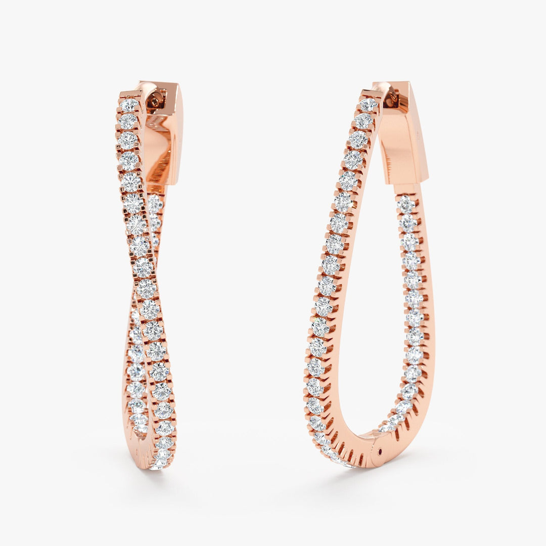 0.29CT Round Delicate Wave lab grown diamonds Hoop Earring For Her - Doozy Diamonds