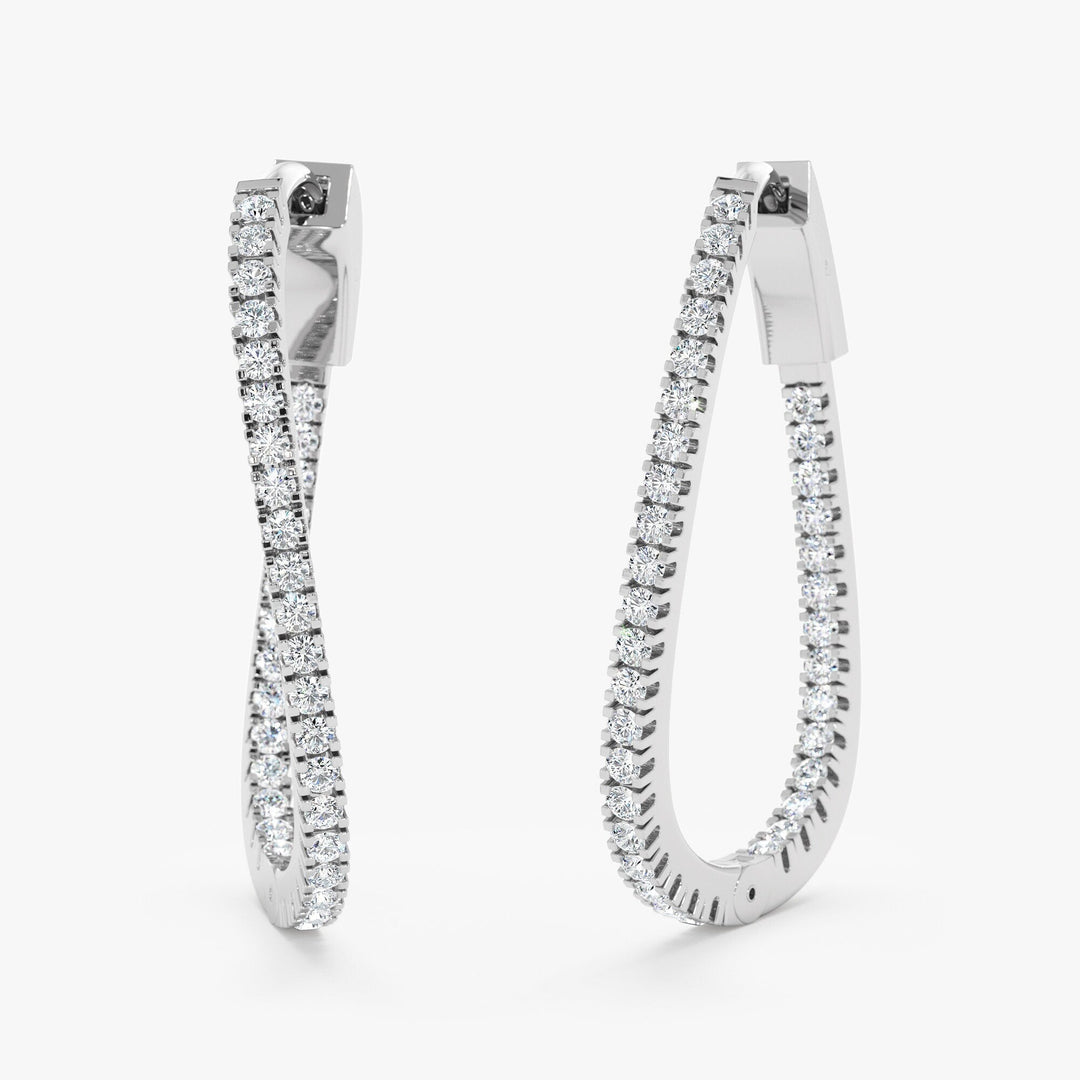 0.29CT Round Delicate Wave lab grown diamonds Hoop Earring For Her - Doozy Diamonds