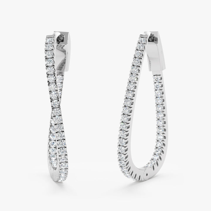 0.29CT Round Delicate Wave lab grown diamonds Hoop Earring For Her - Doozy Diamonds