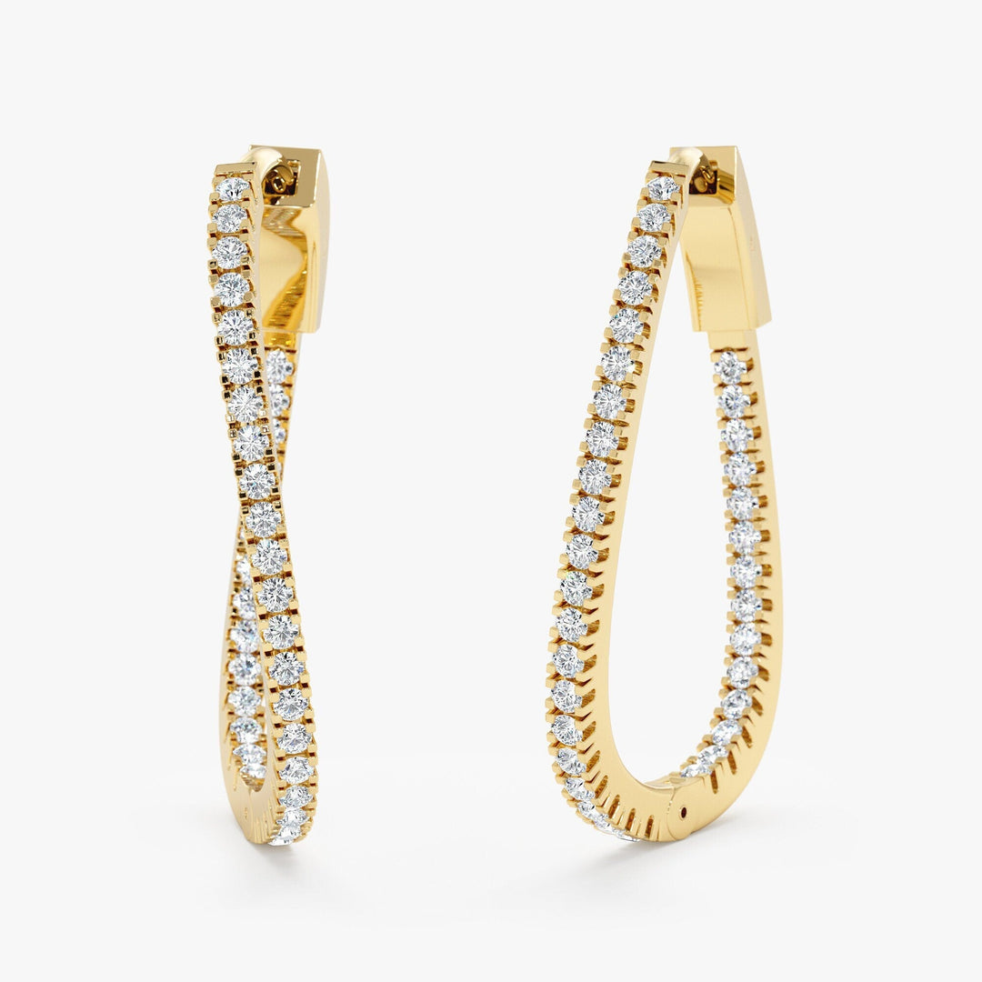 0.29CT Round Delicate Wave lab grown diamonds Hoop Earring For Her - Doozy Diamonds