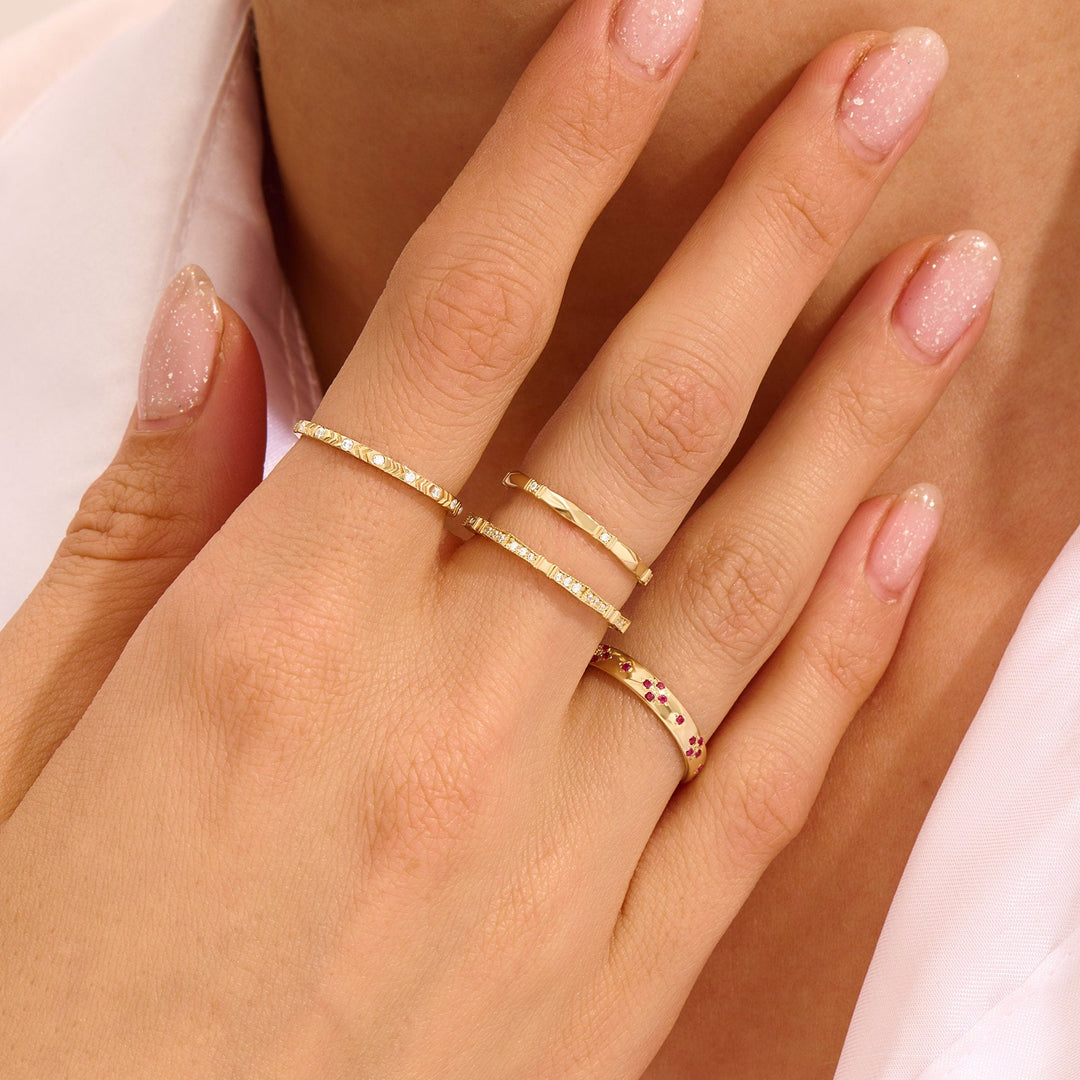 Round Cut Diamond Thin Layering Ring for Halloween Gift - Doozy Diamonds