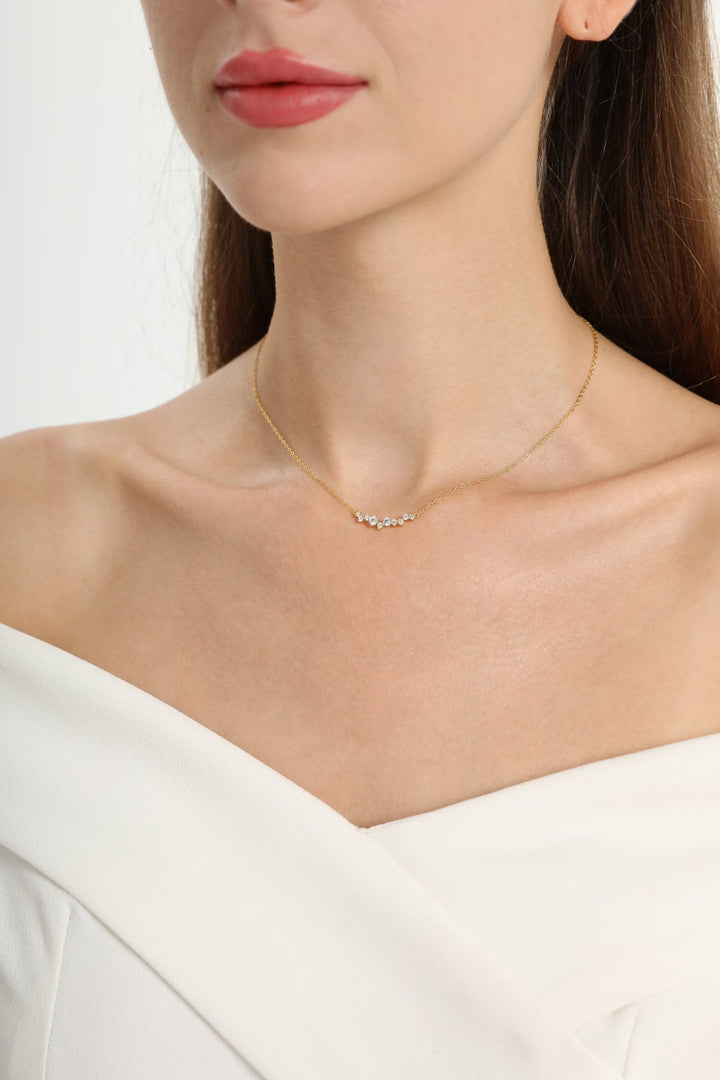 Round Cut lab grown diamonds Necklace in Solid Gold - Doozy Diamonds