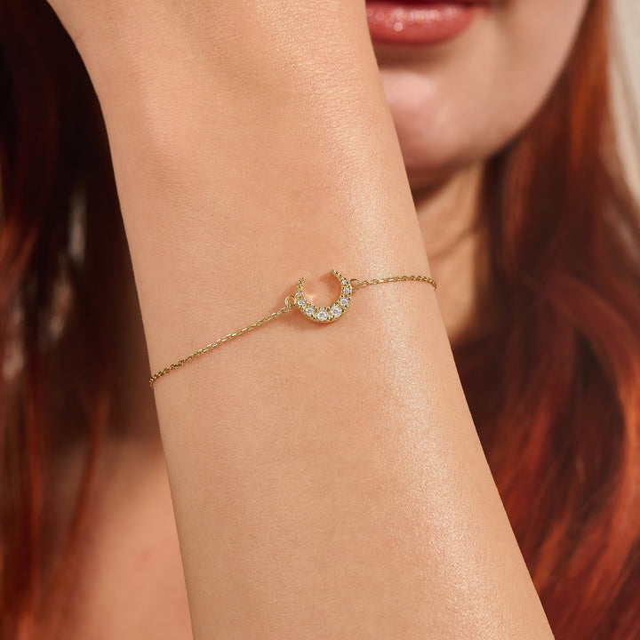 Round Cut Diamond Moon Bracelet For Women - Doozy Diamonds