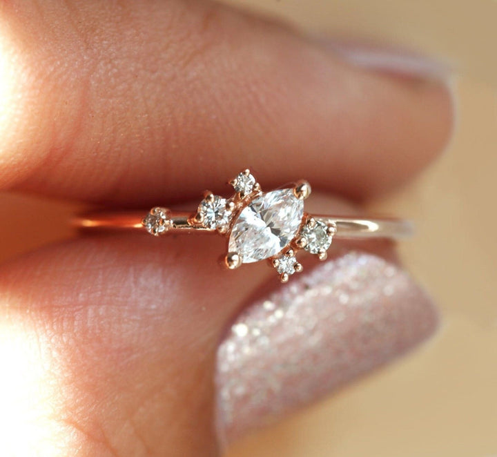 Buy 1.0CT marquise cluster lab grown diamond engagement ring online