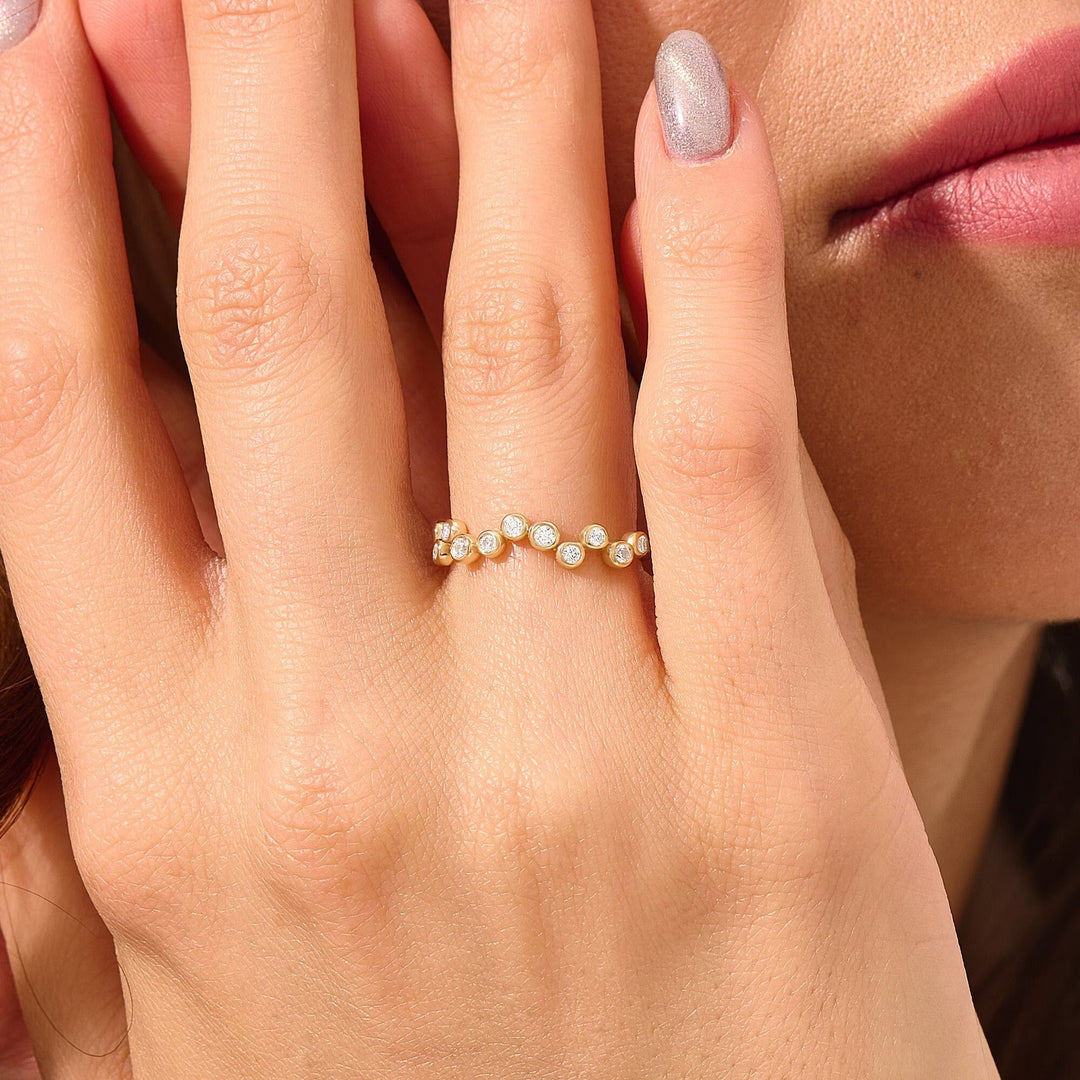 Bezel Set Round Cut Diamond Wedding Ring for Birthday Gift - Doozy Diamonds