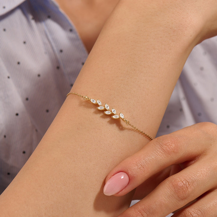 Marquise Cut lab grown diamonds Leaf Bracelet for Women - Doozy Diamonds