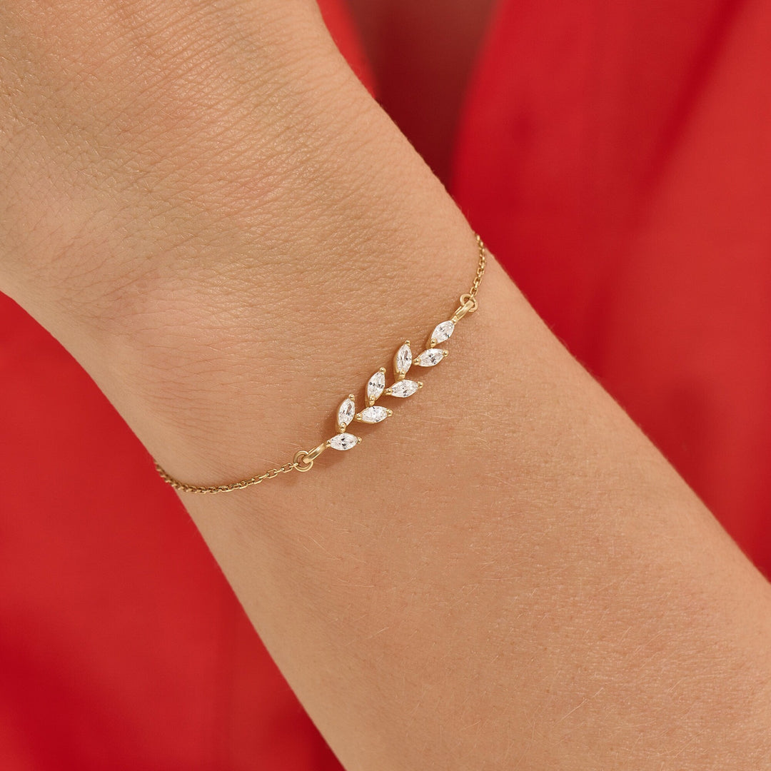 Marquise Cut lab grown diamonds Leaf Bracelet for Women - Doozy Diamonds