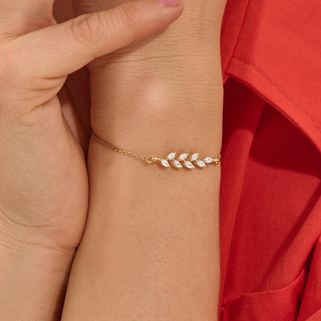 Marquise Cut lab grown diamonds Leaf Bracelet for Women - Doozy Diamonds