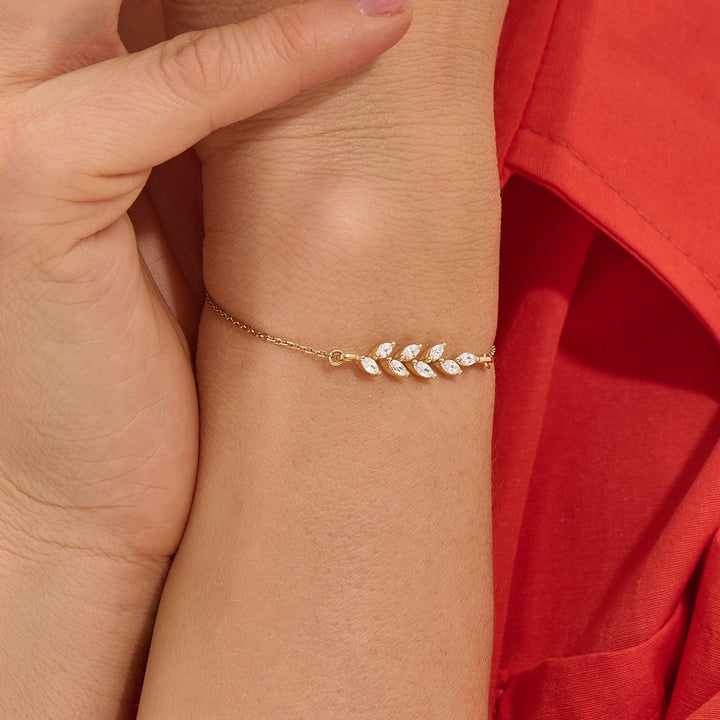 Marquise Cut lab grown diamonds Leaf Bracelet for Women - Doozy Diamonds