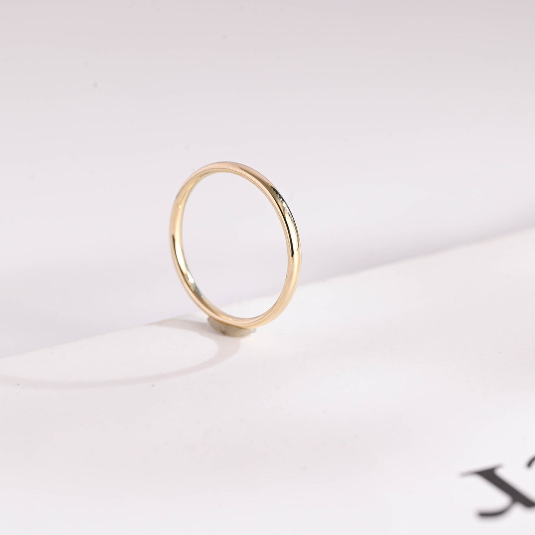 14k Solid Gold Minimalist Wedding Band, Christmas Gift - Doozy Diamonds