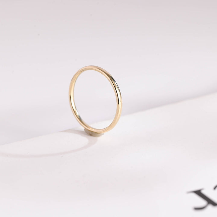 14k Solid Gold Minimalist Wedding Band, Christmas Gift - Doozy Diamonds
