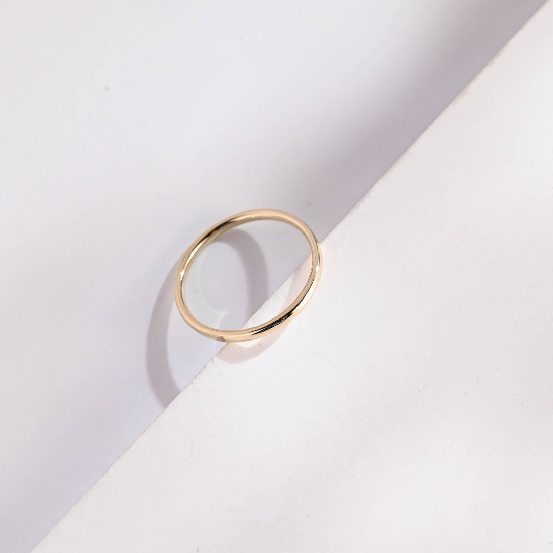 14k Solid Gold Minimalist Wedding Band, Christmas Gift - Doozy Diamonds