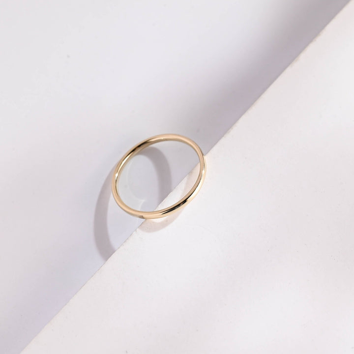 14k Solid Gold Minimalist Wedding Band, Christmas Gift - Doozy Diamonds