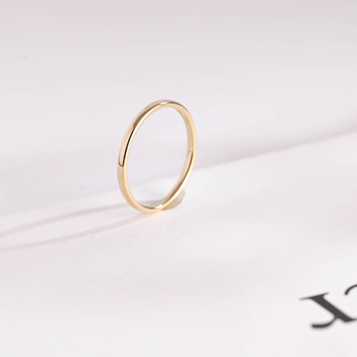 14k Solid Gold Minimalist Wedding Band, Christmas Gift - Doozy Diamonds
