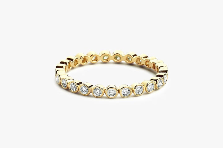 Bezel Set Round Full Eternity Diamond Wedding Band For Her - Doozy Diamonds