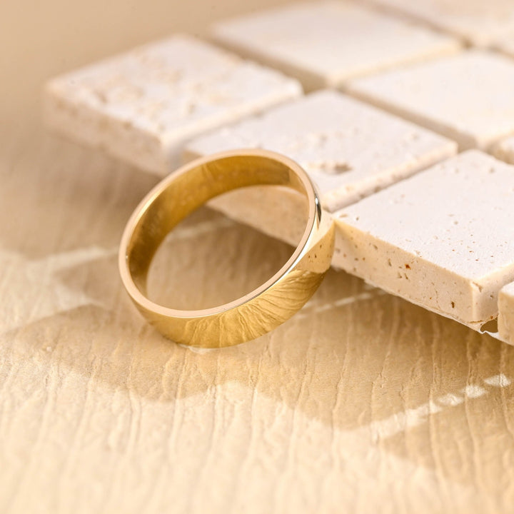 5.0mm Flat Gold Men's Wedding Band, Anniversary Gift For Men - Doozy Diamonds
