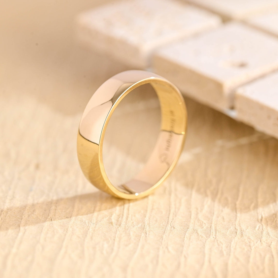5.0mm Flat Gold Men's Wedding Band, Anniversary Gift For Men - Doozy Diamonds